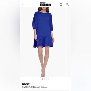 NWT  DKNY  Royal Blue Dress with Ruffle Flounce Hem Dress - 12